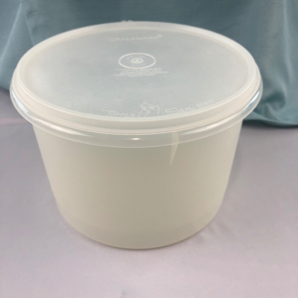 Vintage Tupperware Translucent Canister with Lid Seal 229-11 Round Made in USA